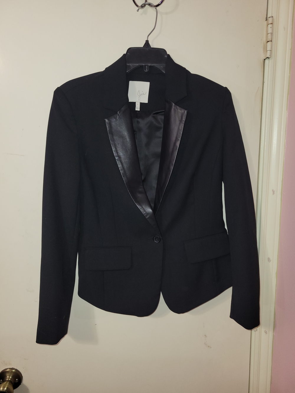 Joie black blazer With Faux Leather Patch